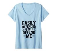 Femme Les Gens Facilement offensés m'offensent T-Shirt avec Col en V