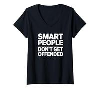 Femme Les Gens intelligents ne sont Pas offensés T-Shirt avec Col en V