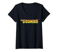 Femme Les Goonies, Film Logo Friends Adventure Fun, Classique des années 80 et 90 T-Shirt avec Col en V