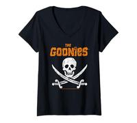 Femme Les Goonies : Skull Crossed Swords, Icône, Aventure, Nostalgie T-Shirt avec Col en V