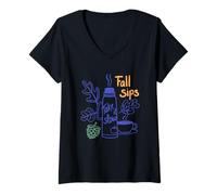Femme Les gorgées d'automne Take It Slow Cozy Vibes T-Shirt avec Col en V