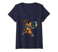 Femme Les Grandes Joueuses De Padel T-Shirt avec Col en V