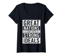 Femme Les Grandes Nations commencent avec des idéaux forts T-Shirt avec Col en V