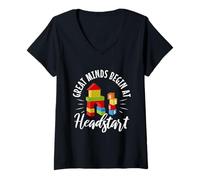 Femme Les Grands Esprits commencent par Headstart T-Shirt avec Col en V