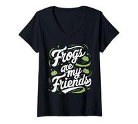 Femme Les Grenouilles sont Mes Amis Animaux T-Shirt avec Col en V