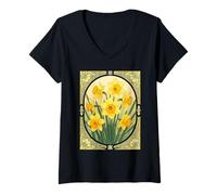 Femme Les hérauts de la Jonquille printanière, Fleur de Naissance de Mars T-Shirt avec Col en V