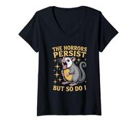 Femme Les horreurs persistent, mais moi aussi, drôle d'opossum en colère T-Shirt avec Col en V