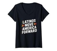 Femme Les Latinos Font avancer l'Amérique du Mois du Patrimoine hispanique T-Shirt avec Col en V