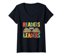 Femme Les lecteurs d'alphabétisation Inspirants sont des Leaders motivants T-Shirt avec Col en V