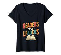 Femme Les lecteurs d'autonomisation des Clubs de Lecture sont des Leaders motivants T-Shirt avec Col en V