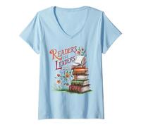 Femme Les lecteurs sont des leaders - Cute Book Reading Lovers Bookworms T-Shirt avec Col en V