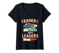 Femme Les lecteurs sont des Leaders motivants pour Les Amateurs de Livres T-Shirt avec Col en V