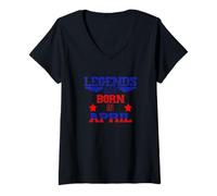 Femme Les légendes Naissent en Avril Stars and Stripes T-Shirt avec Col en V