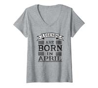 Femme Les légendes Naissent en Avril T-Shirt avec Col en V