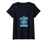 Femme Les légendes Naissent en Juin avec Crown Graphic T-Shirt avec Col en V