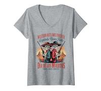 Femme Les légendes ne s'estompent jamais - Mexicain Américain Día de Los Muertos T-Shirt avec Col en V