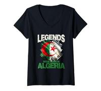 Femme Les légendes sont nées en Algérie T-Shirt avec Col en V