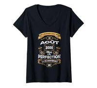 Femme Les Légendes Sont Nées En Août 2000 25e anniversaire T-Shirt avec Col en V