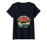Femme Les Légendes sont Neés en Octobre 2000 25e Anniversaire T-Shirt avec Col en V