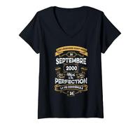 Femme Les Légendes sont Nées en Septembre 2000 26e Anniversaire T-Shirt avec Col en V