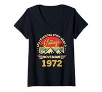 Femme Les Legéndes sont Neés Novembre 1972 53e Anniversaire T-Shirt avec Col en V