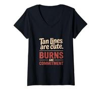 Femme Les Lignes de Bronzage des Coups de Soleil sont des brûlures Mignonnes sont Un Engagement T-Shirt avec Col en V