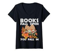 Femme Les livres tombent ouverts - T-shirt pour les lecteurs passionnés T-Shirt avec Col en V
