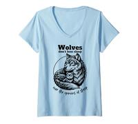 Femme Les loups ne perdent pas le sommeil à cause des opinions de Sheep Funny Men T-Shirt avec Col en V