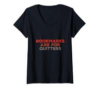 Femme Les Marque-Pages pour Les Amateurs de Livres sont pour Les Quitters T-Shirt avec Col en V