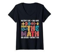 Femme Les mathématiques multiplient-Elles l'amour et ajoutent-Elles de l'espoir ? Professeur de mathématiques T-Shirt avec Col en V