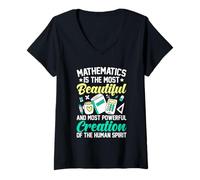Femme Les mathématiques sont la création la plus belle et la plus puissante T-Shirt avec Col en V