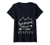 Femme Les Mauvaises décisions Font de Bonnes Histoires T-Shirt avec Col en V