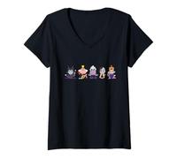 Femme Les méchants de Disney Kawaii Chibi Evil Queens T-Shirt avec Col en V