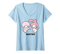 Femme Les meilleures amies de Sanrio My Melody T-Shirt avec Col en V
