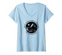 Femme Les Meilleures Choses Viennent à Ceux Qui explorent Le Monde (Hiking) T-Shirt avec Col en V