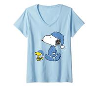 Femme Les Meilleurs Amis Classiques de Peanuts Snoopy Woodstock Happy Nights T-Shirt avec Col en V