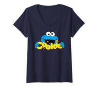 Femme Les Meilleurs Biscuits Classiques de Sesame Street Cookie Monster Fun T-Shirt avec Col en V