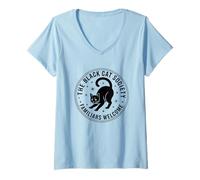Femme Les Membres de la Black Cat Society sont Les bienvenus T-Shirt avec Col en V
