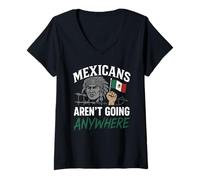 Femme Les Mexicains ne vont nulle part Migra Chicano Immigrant Mexique T-Shirt avec Col en V