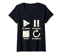 Femme Les Moments Les Souvenirs La Douleur Le Bonheur T-Shirt avec Col en V