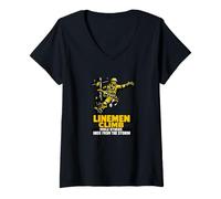 Femme Les monteurs de Ligne grimpent tandis Que d'autres se cachent | Cadeau pour monteur de Ligne électrique T-Shirt avec Col en V
