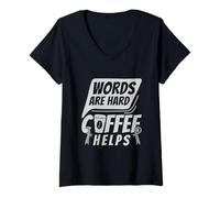 Femme Les Mots sont Durs - Trouble De La Communication Aphasique T-Shirt avec Col en V