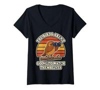 Femme Les Oiseaux ne Vont Pas se Regarder eux-mêmes l'observation des Oiseaux T-Shirt avec Col en V