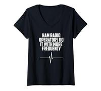 Femme Les opérateurs de Radio Jambon Le Font avec Plus de fréquence T-Shirt avec Col en V