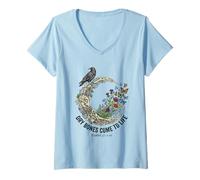 Femme Les os secs prennent Vie, Bible chrétienne, Lune Florale T-Shirt avec Col en V