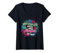 Femme Les Papillons apparaissent Quand Les Anges sont Proches T-Shirt avec Col en V