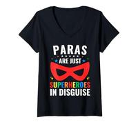 Femme Les Paras ne sont Que des Super-héros déguisés SPED Paraprofessional T-Shirt avec Col en V