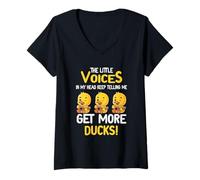 Femme Les Petites Voix dans ma tête n'arrêtent Pas de me dire « attrapez Plus de Canards » T-Shirt avec Col en V