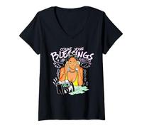 Femme Les Piles d'argent de Girl Boss Count Your Blessings T-Shirt avec Col en V