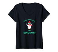 Femme Les Pingouins drôles sont des Dinosaures, Donc Je suis Un Dinosaure T-Shirt avec Col en V